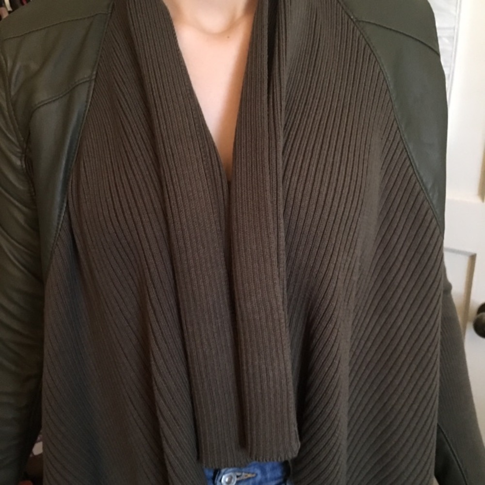 Nordstrom army green leather jacket never worn